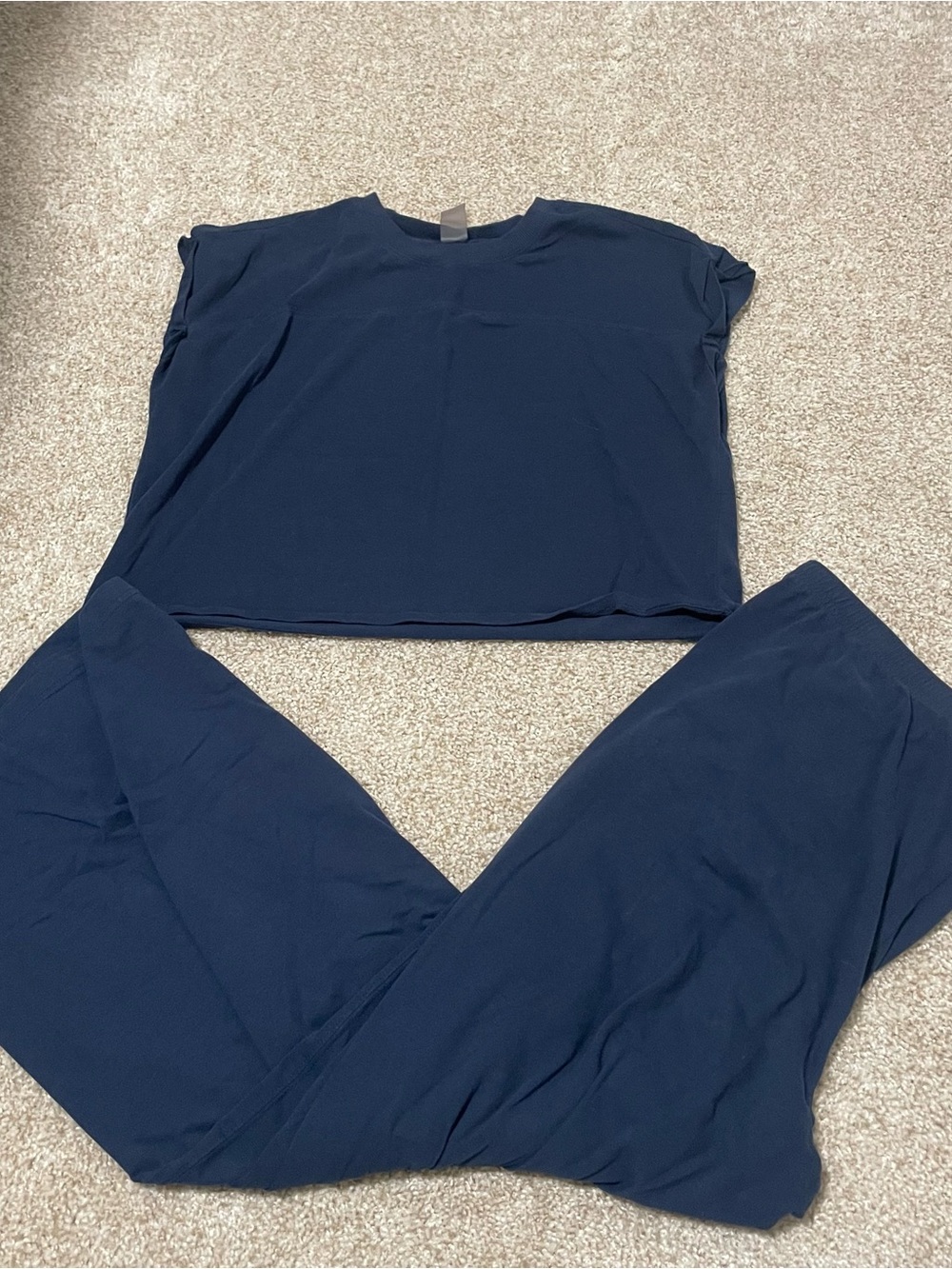 Women's Navy Wide-Leg Jumpsuit - Relaxed Two-Piece Style